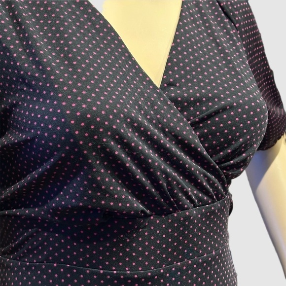 Igigi Polka Dot Dress Plus Size 18/20 Pink Dots on Black, Short Sleeves Country - Picture 13 of 15